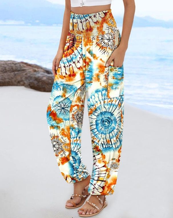 Women's Clothing Loose High Waist Printed Casual Trousers_ecoleips.com