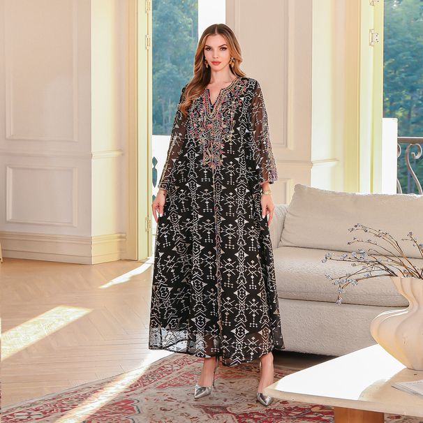 Women's Clothing Embroidered Women's Long Skirts Women's Rope Embroidery Dresses_ecoleips.com