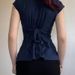 Girl Style Bow Tie Waist Slimming Sleeve T-Shirt Sexy V-Neck Chest Shape Casual Short Top Summer_ecoleips.com