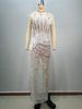 Women's Clothing New Tube Top Fluttering Ostrich Feather Fishbone Pleated Slit White Lace Sexy Evening Dress_ecoleips.com