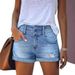 Aria Basics Aria Basics 2025 European And American Spring Summer New Washed Ripped Bleached High Waist Slim Fit Women's Denim Shorts In_ecoleips.com