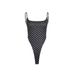 Retro Polka Dot Suspender Bodysuit for Women High Slit Backless Slim Fit Sexy Base Layer Top European American Style_ecoleips.com