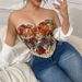 Retro French Herringbone Plus Size Bra Sexy Cross Vest Floral Bandeau Top For Women's Clothing_ecoleips.com