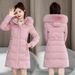 Women’s Plus Size Winter Coat – Korean Style Hooded Jacket, Faux Fur Collar, Drawstring Waist, Warm & Slimming_ecoleips.com