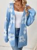 Women's Long Sleeve V-Neck Knit Cardigan - Oversized Floral Print Sweater Coat For Autumn & Winter_ecoleips.com