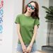 Women's Clothing Slim Fit Round Neck T-Shirt Short Sleeve Summer Base Layer White Matcha Green Trendy Style Top_ecoleips.com