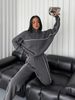 Women's Polyester Blend Stand Collar Zip Hoodie & Striped Drawstring Pants Set - Casual Streetwear (Beige/Light Grey/Black/More, S/M/L/XL)_ecoleips.com