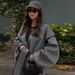 Women's Clothing Elegant Retro Gray Belted Short Jacket Fashion Light Weight Coat_ecoleips.com