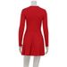 Women's High Neck Long Sleeve Short Dress Fashion Mesh Patchwork See Through Fishbone Waist Cinching_ecoleips.com