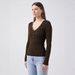 's 2025 New High-end Ribbed V-neck Buttoned Slim-fit Long-sleeve T-shirt For Commuting And Casual Wear_ecoleips.com