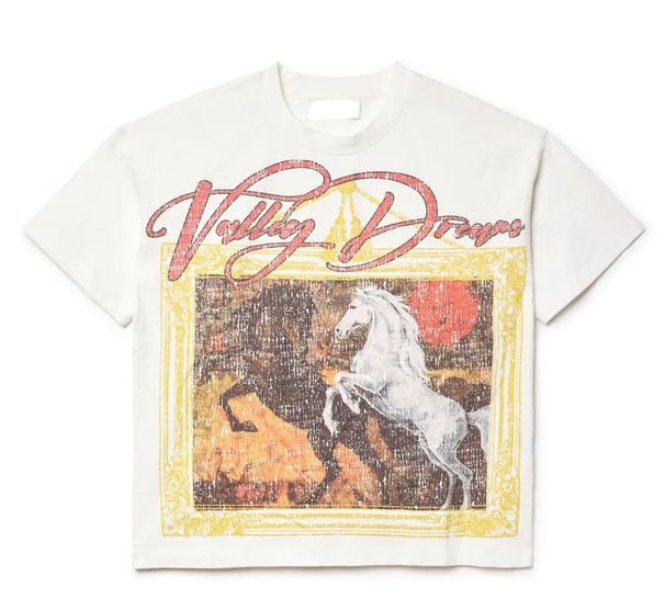 White Horse Print T-Shirt High Street Loose Crew Neck Versatile Top for Women New European And American Streetwear Brand 2026 Cross Border_ecoleips.com