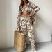 Women's Clothing new long sleeve shirt tube top high waist trousers suit Foreign Trade printing fashion _ecoleips.com