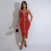 Women's Clothing High End Hot Diamond Sexy Backless Tight Slit Dress_ecoleips.com