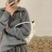 Oversized V-Neck Sweater - Grey Slouchy Pullover With Textured Detail, Versatile Layering Piece For Women_ecoleips.com