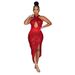 sexy party sequined irregular temperament evening dress for women halter dress_ecoleips.com