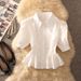 Women's Clothing Summer Suit Niche Versatile Irregular Suspenders Puff Sleeves Inner Short Sleeved Shirt Two Piece Suit_ecoleips.com