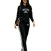 Women's Relaxed Vacation Style Hooded Sweatshirt And Drawstring Pants Set New York Letter Print Cross Border 2043 Print_ecoleips.com