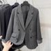 girl Girl Girl 2025 New Korean Style Inner Cotton-Padded Blazer Down Jacket For Women Winter Small Size Rolled Sleeve Elegant Wool Coat_ecoleips.com