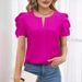 Women's Summer Short Sleeve Top - Breathable Loose Fit Casual Tee In Solid Colors_ecoleips.com