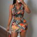 New Branch Print Fashion Short Skirt Two-Piece Set Women's Clothing_ecoleips.com