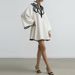 Lady Fashion Color Blocked Loose Holiday Dress Casual Long Sleeved Commuting Short Dresses Sexy Hollow Stand Collar Party Dress_ecoleips.com
