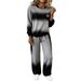 Women's Long Sleeve round Neck Top Slit Design Casual Solid Color Autumn Winter Hot Selling Suit_ecoleips.com
