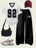 2-Piece Y2K Football Jersey T-Shirt & Straight-Leg Sweatpants Set - Retro Sporty Outfit For Men & Women_ecoleips.com