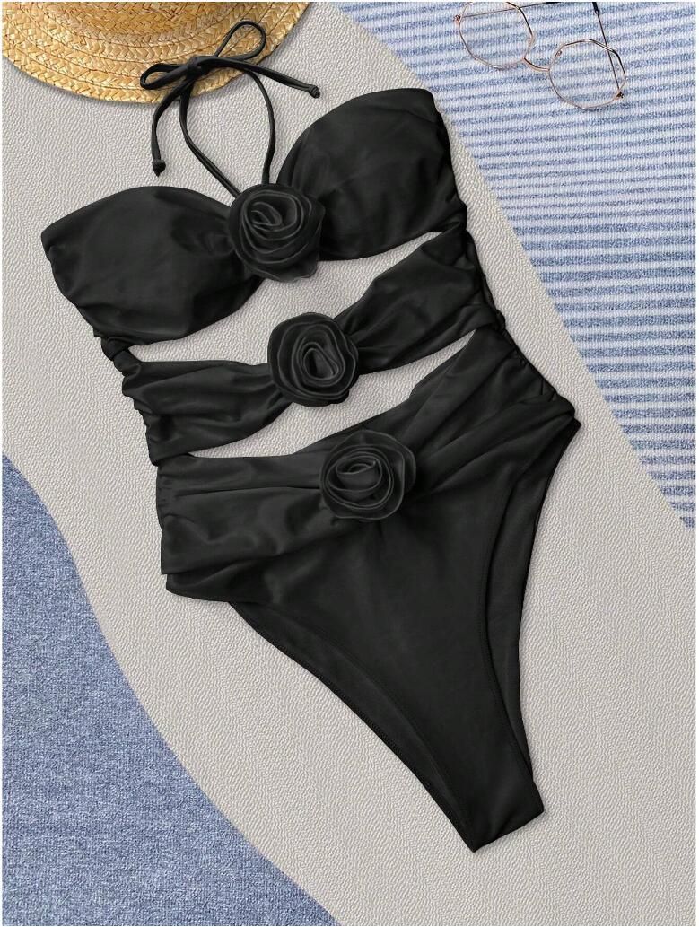 Women's One-piece swimsuit for women, new style, slimming and sexy, hot spring, high-end, three-dimensional flowers, BIKINI swimsuit 2024_ecoleips.com