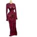 Elegant Floral Print High Waist Bodycon Dress Long Sleeve Round Neck Summer Dress For Women_ecoleips.com