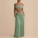 European American Style Women's Halter Neck Strapless Pleated Midriff Hollowed out Slimming Draped Long Dress Two Piece Set_ecoleips.com