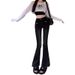 Distressed Retro Flared For Women, Spring/summer High-waisted Denim Pants, American Style Stretch Slim-fit Bootcut Jeans_ecoleips.com