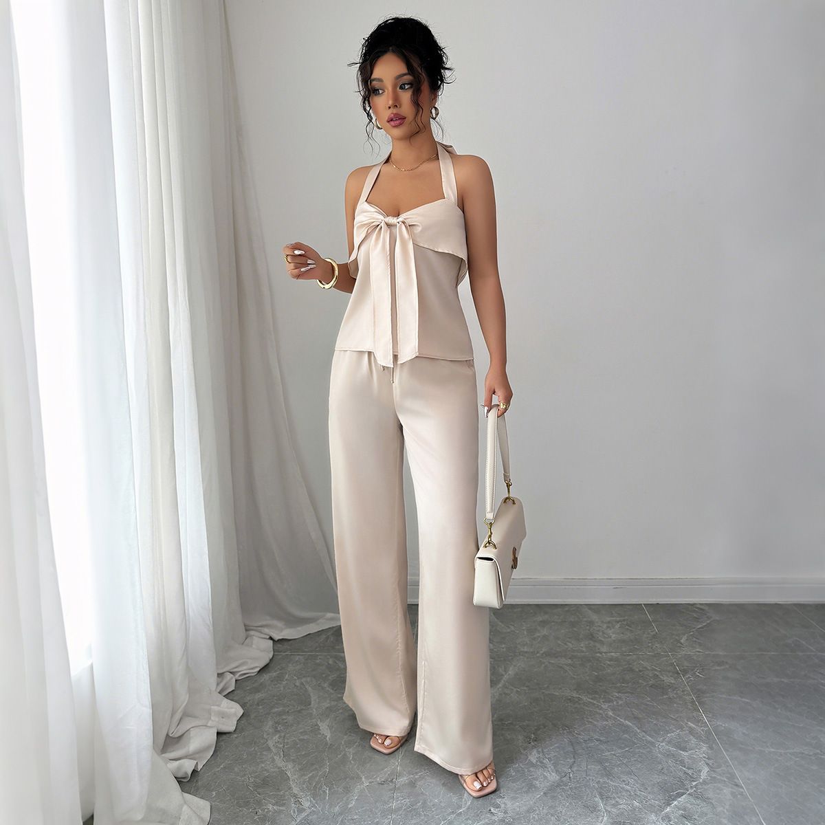 Women's Clothing Temperament Elegant Style Halter Neck Vest Straight Trousers Suit Women's Clothing Summer_ecoleips.com