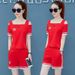 Women's Fashion Sports Set Short Sleeve Shorts Two-Piece Loose Plus Size Casual Wear Summer New Off-Shoulder Trendy_ecoleips.com