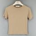 Sapphire Blue Thin round Neck Jazz Dancer Women's Slightly Sheer Solid Color Slim Fit Stretch Short Sleeve T-Shirt Dance Top_ecoleips.com