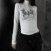 Women's Y2K Style Patterned Printed Long Sleeve High Neck Slim Fit T-Shirt European American Versatile Top Wholesale New Arrivals_ecoleips.com