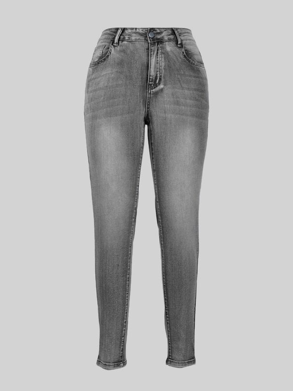 Foreign Trade Mid-Waist Jeans For Women Summer 2026 New Vintage Washed Slim Fit Elastic Versatile Casual_ecoleips.com