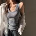 Women's Ribbed Cotton Sleeveless Camisole Pleated Waist Cinching U Neck Top Can Be Worn as an Inner Or Outer Layer_ecoleips.com