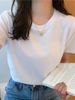 Solid Women Short Sleeve T Shirt Cotton O Neck Loose Black White Basic Thin Tops Fashion Harajuku Casual Outer Wear T-Shirts_ecoleips.com