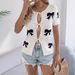 2026 Spring/Summer Casual Sexy Color-Block Bow Tie Knit Cardigan For Vacation Cross-Border Women's Clothing_ecoleips.com