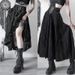 Gothic Culture High-Waisted Slim Fit Midi Skirt for Women Lace-Up Metal Ring A-Line Dark Style Summer New_ecoleips.com