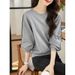 Women's Designer Style Sweatshirt Loose Fitting Korean Textured Long Sleeved Color Blocked Top Spring Autumn Collection_ecoleips.com