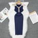 Women's Clothing New Polo Collar Contrast Color Slim Dress Knitted Slim Hip Skirt_ecoleips.com