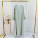 Elegant Embroidered Dress - Flowy Muslim Long Sleeve Open Front Robe For Women, Comfortable Chiffon Fabric, Plus Size Friendly_ecoleips.com