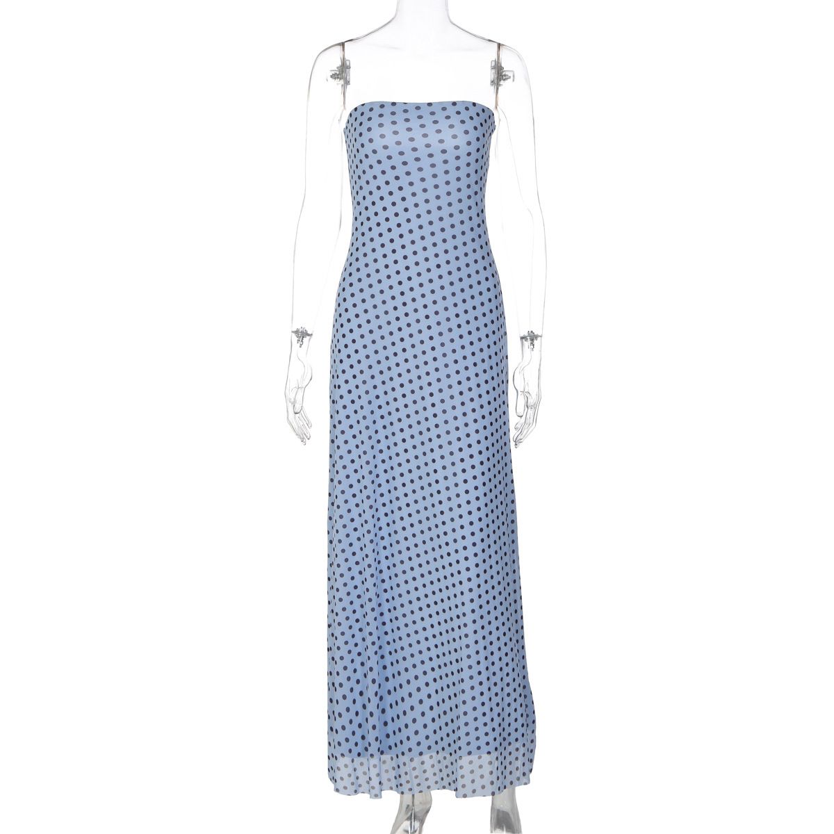 Women's Polka Dot Print Dress Sleeveless Strapless Slimming Waist European American Style Summer New 2026_ecoleips.com
