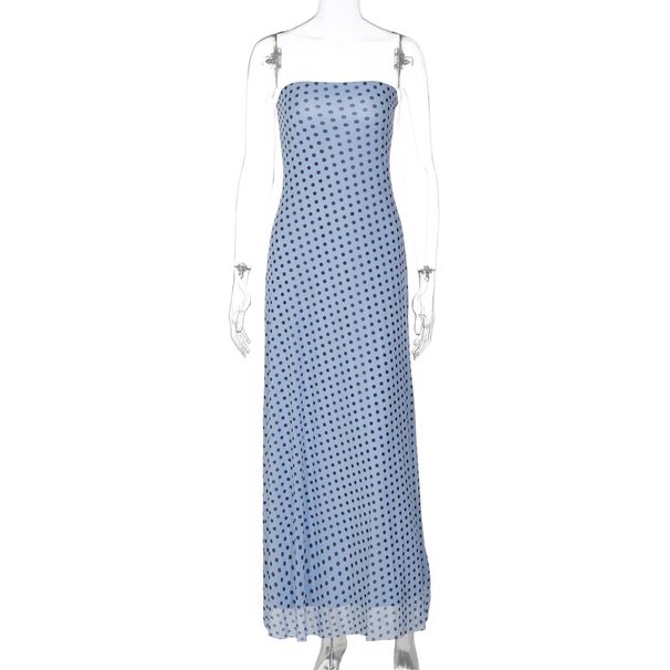 Women's Polka Dot Print Dress Sleeveless Strapless Slimming Waist European American Style Summer New 2026_ecoleips.com
