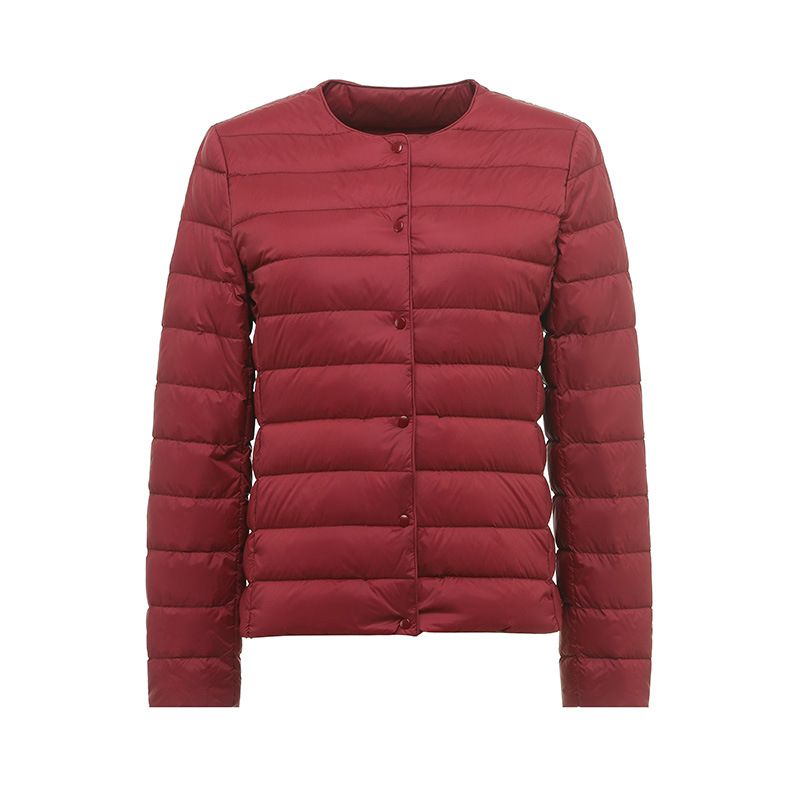 Women's Lightweight Down Jacket – Convertible Round/V-Neck Slim Fit Short Puffer Coat, Ultra-Thin Warm Outerwear For Winter_ecoleips.com