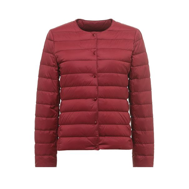 Women's Lightweight Down Jacket – Convertible Round/V-Neck Slim Fit Short Puffer Coat, Ultra-Thin Warm Outerwear For Winter_ecoleips.com