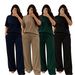 TW892 Women's Summer Casual Set Loose Trendy Solid Color Daily Commute Comfortable Short Sleeve Top And Pants_ecoleips.com