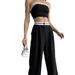 Women's New Style Hot Girl Outer Wear Sports Vest Tube Top Contrast Color High Waist Wide Leg Trousers Casual Suit_ecoleips.com