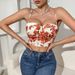 Retro Floral Bustier Top – Lace-Up Corset Style Crop Top With Adjustable Straps (Sheer Mesh, Waist Cinching, Sexy Bralette For Women)_ecoleips.com